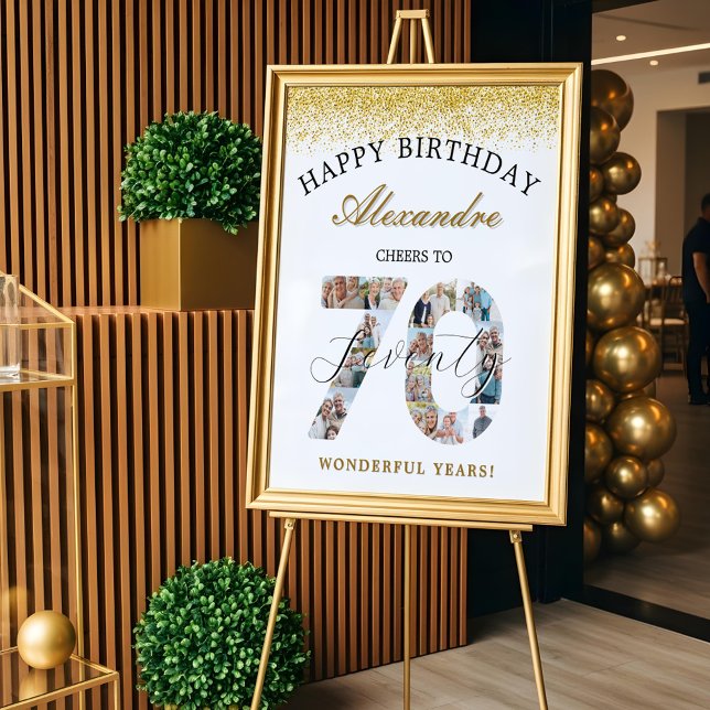 Poster Happy Birthday Cheers To 70 Years Photo Collage (Happy Birthday Cheers To 70 Years Photo Collage Poster)