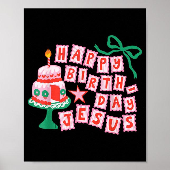 Poster Happy Birthday Christian Jesus Christmas Preppy Bd (Frente)