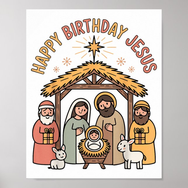 Poster Happy Birthday Jesus Christmas Christian Outfit To (Frente)