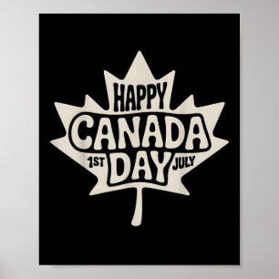 Poster Happy Canada Day 2025 Vintage Canadian Flag Maple
