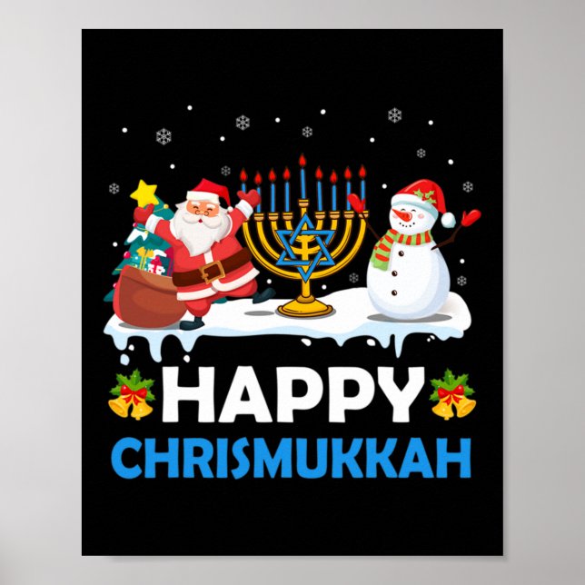 Poster Happy Chrismukkah Hanukkah Fun Merry Christmas Jew (Frente)