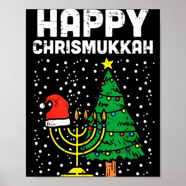 Poster Happy Christmukkah Jewish Christmas Hanukkah Chanu (Frente)