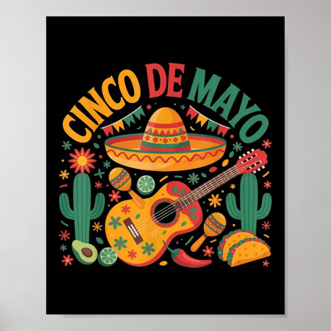 Poster Happy Cinco De Mayo Fiesta Partido Mexicano 5 De M (Frente)