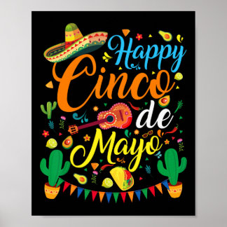 Poster Happy Cinco De Mayo Fiesta Partido Mexicano 5 De M