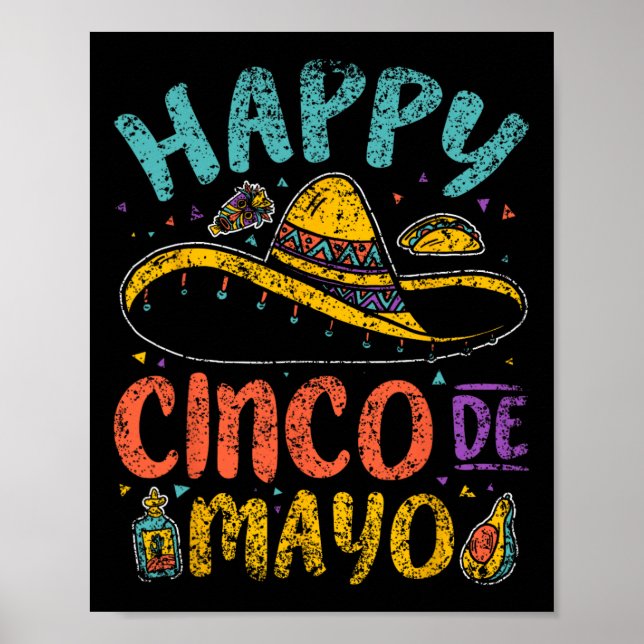 Poster Happy Cinco De Mayo Mexicano Fiesta Cinco De (Frente)