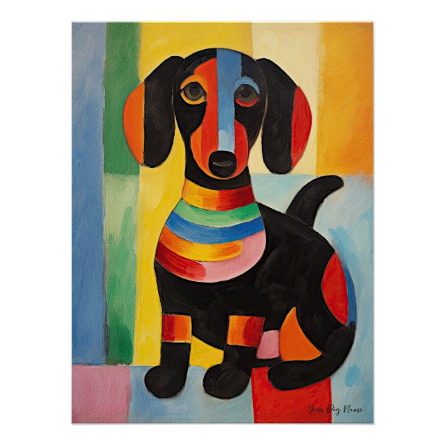 Pôster Happy Dachshund Dog 03 - Kaori (Frente)