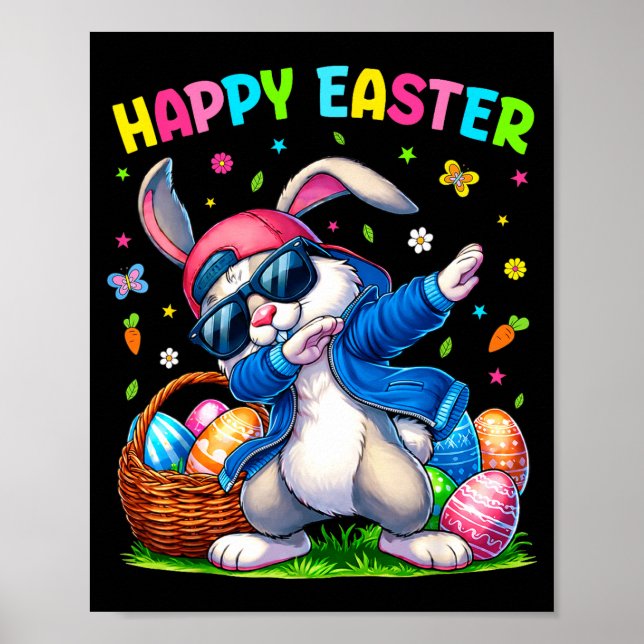 Poster Happy Easter Bunny Dabbing Funny Easter Day Women  (Frente)