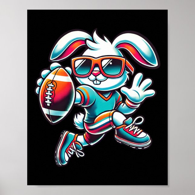 Poster Happy Easter Bunny Quarterback Receiver Football B (Frente)