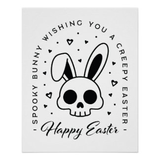 Pôster Happy Easter creepy wishes spooky bunny