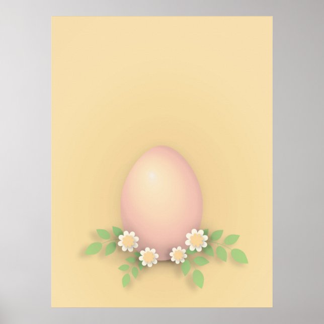 Poster Happy Easter Egg & Flowers  (Frente)