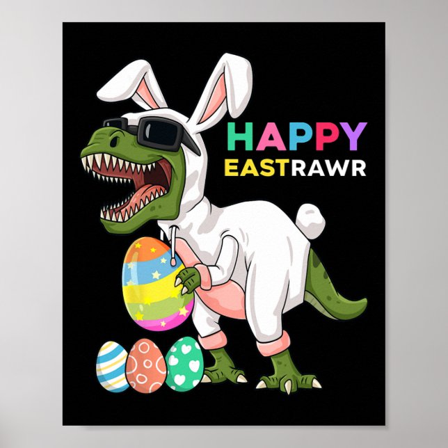 Poster Happy Eastrawawt Rex Easter Bunny Dinosaur Egs Bo (Frente)