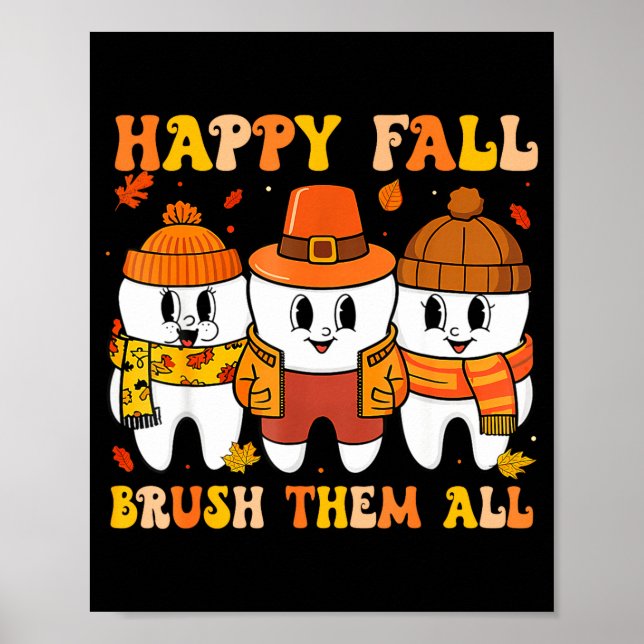 Poster Happy Fall Bruhem All Teeth Thanksgiving Dental De (Frente)