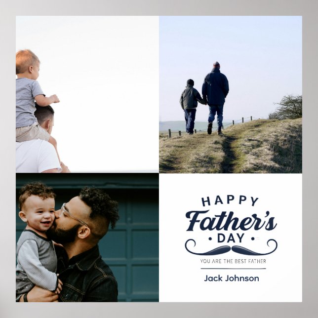 Poster Happy Father’s Day Mustache Tribute Design (Frente)