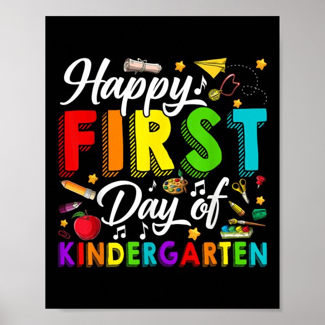 Poster Happy First Day Of Kindergarten Back To School Boy (Frente)