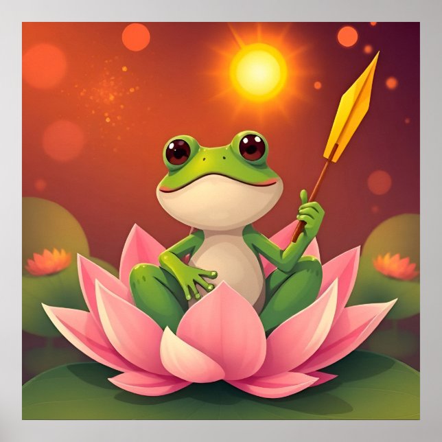 Poster Happy Frog Princess in Lotus Waits For The Prince (Frente)