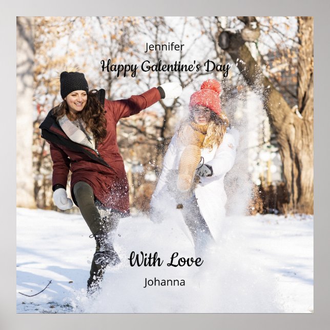 Poster Happy Galentine's Day Custom Photo Best Friends (Frente)
