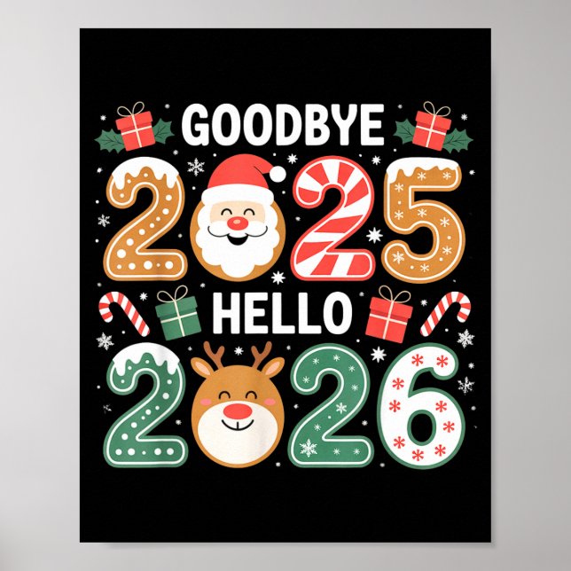 Poster Happy Goodbye 2025 Hello 2026 Festive New Year Loo (Frente)