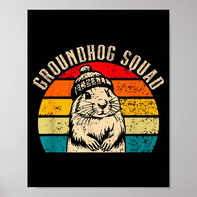 Poster Happy Groundhog Day 2025 Groundhog Squad Woodchuck (Frente)