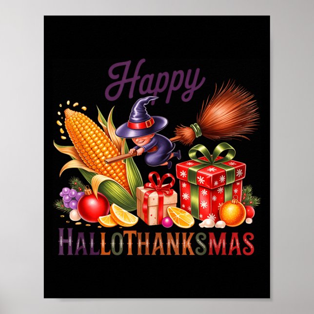 Poster Happy Hallothankmas Witch Cornucoa  (Frente)