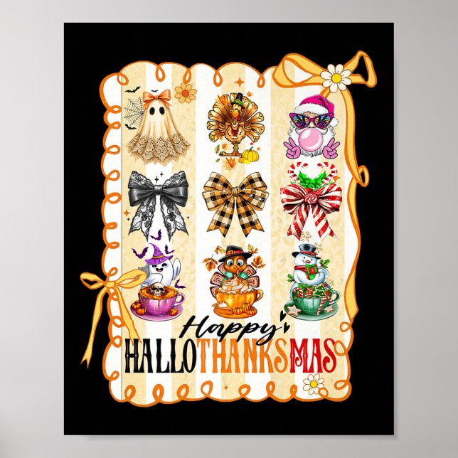 Poster Happy Hallothanksmas Coquette Bow Halloween Thanks (Frente)