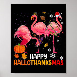 Poster Happy Hallothanksmas Flamingo