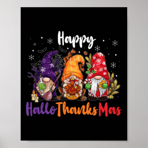 Poster Happy Hallothanksmas Gnomos Lover Feliz das Bruxas