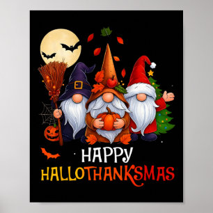 Poster Happy Hallothanksmas Gnomos Lover Feliz das Bruxas