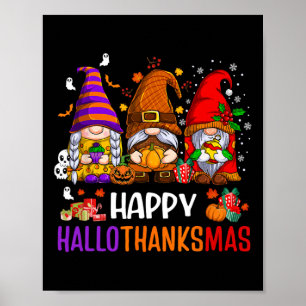 Poster Happy Hallothanksmas Gnomos Lover Feliz das Bruxas
