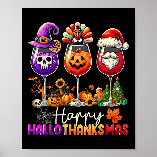 Poster Happy Hallothanksmas Halloween Thanksgiving Christ (Frente)