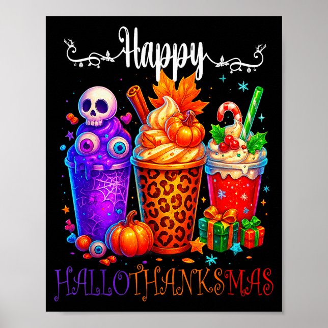 Poster Happy Hallothanksmas Halloween Thanksgiving Christ (Frente)
