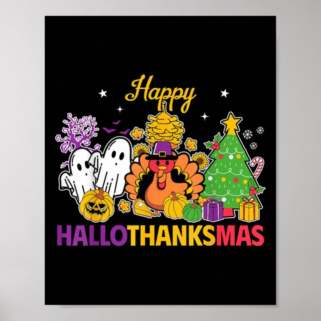 Poster Happy Hallothanksmas Halloween Thanksgiving Christ (Frente)