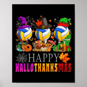 Poster Happy Hallothanksmas Voleibol Halloween Thanksgi