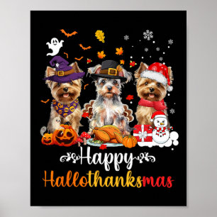 Poster Happy Hallothanksmas Yorkshire Dog Halloween Chris