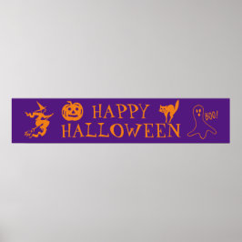 Poster Happy Halloween purple orange spooky