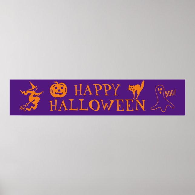 Poster Happy Halloween purple orange spooky (Frente)
