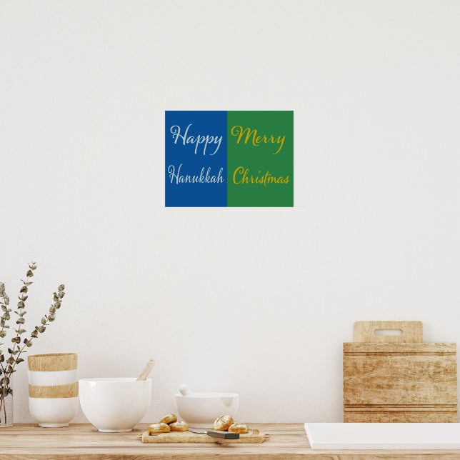 Poster Happy Hanukkah Merry Christmas Dual Holiday (Cozinha)