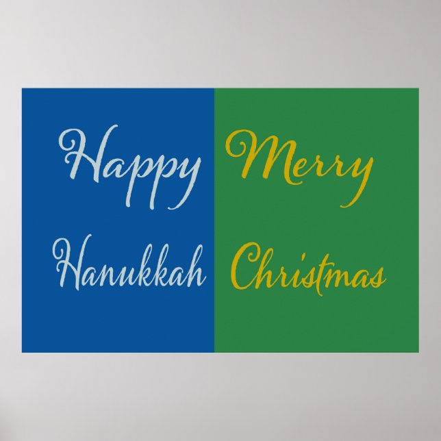 Poster Happy Hanukkah Merry Christmas Dual Holiday (Frente)