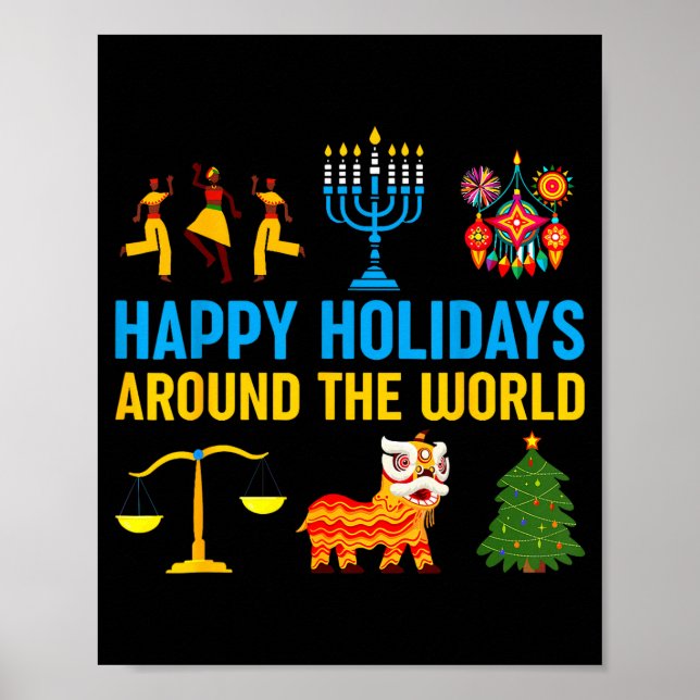 Poster Happy Holidays Around The World Multicultural Matc (Frente)