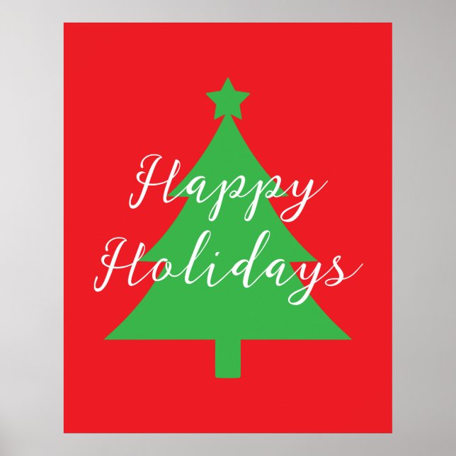 Poster Happy Holidays Bright Red Christmas New Year (Frente)