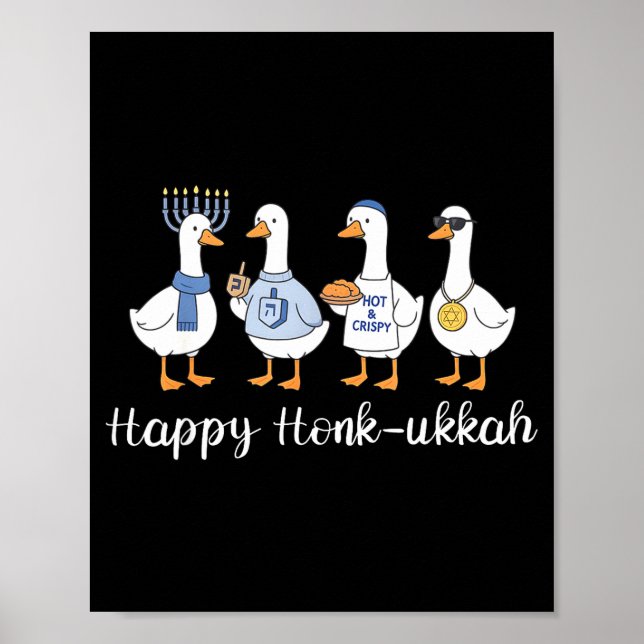 Poster Happy Honk-ukkah Hanukkah Silly Goose Women Men Ki (Frente)