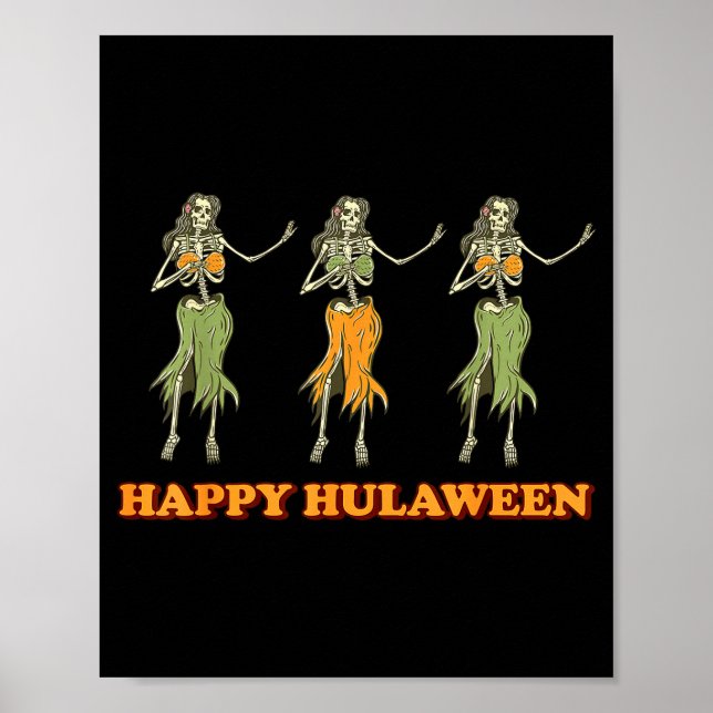Poster Happy Hulaween Hawaii Themed Halloween Skeleton Vi (Frente)