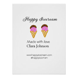 Pôster Happy Icecream add name website social media