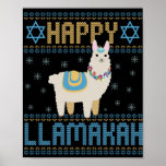 Poster Happy Lamakah Funny Judeu Hanukkah Lama Gift<br><div class="desc">chanukah, Lamakah, hanukkah, dreidel, jedesejo, feio, suéter, lama, natal, tricotado</div>