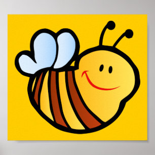 PÔSTER HAPPY LITTLE BUMBLEBEE BEE CARTOON CUTE HONEY INSE