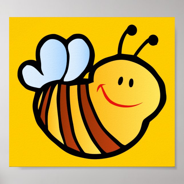 PÔSTER HAPPY LITTLE BUMBLEBEE BEE CARTOON CUTE HONEY INSE (Frente)