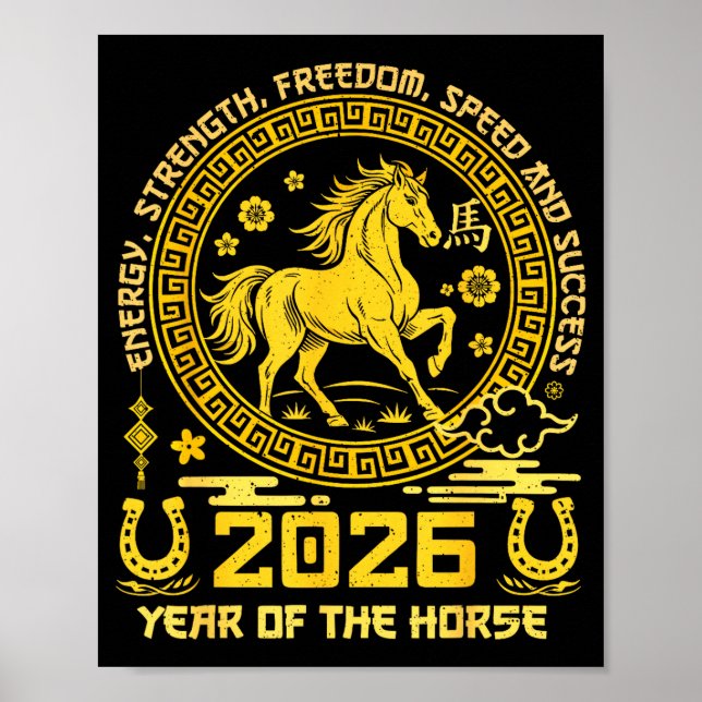 Poster Happy Lunar Chinese New Year Of The Horse 2026 Zod (Frente)