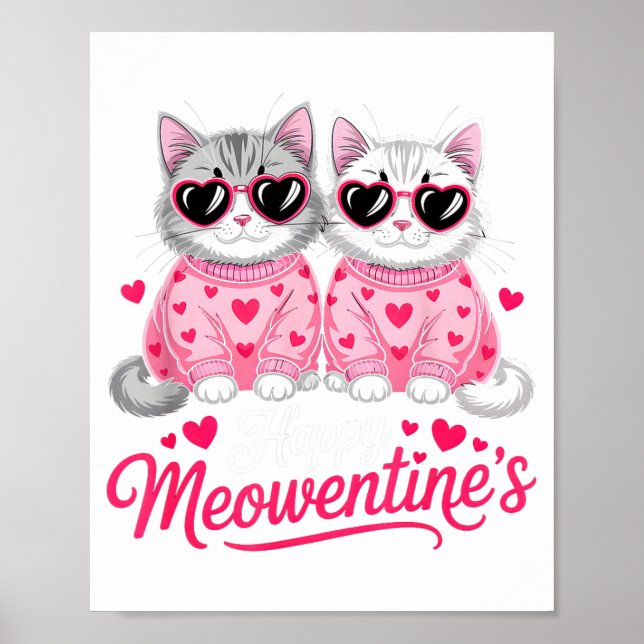 Poster Happy Meowentine’s Cute Romantic Cats Couple Valen (Frente)