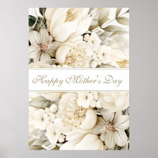 Poster Happy Mother's Day Vanilla cream Floral script