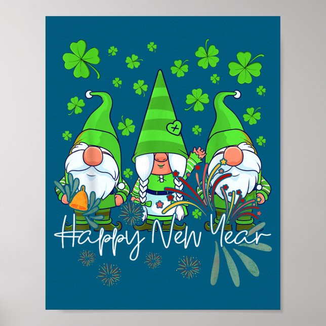 Poster Happy New Year 2023 Gnomes Irish Patrick Day Famil (Frente)