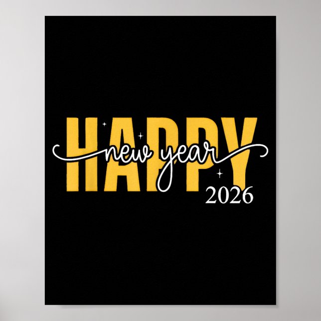 Poster Happy New Year 2026 Celebration For Men Women Kids (Frente)